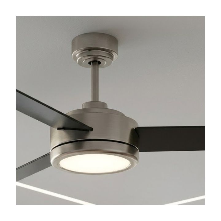 Close-up detail of the Radiant brushed nickel ceiling fan
