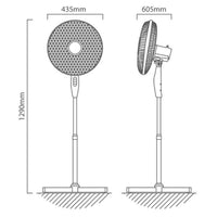 Eurolux white pedestal fan shown in its packaging