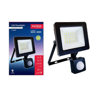 Close-up detail of the Eurolux black floodlight