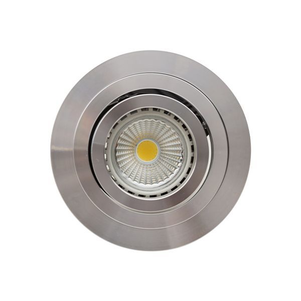 Eurolux brushed aluminium downlight, front view