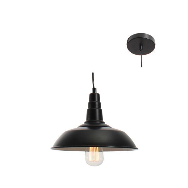 Eurolux black pendant light, front view