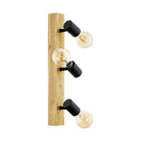 Eurolux black & wood pendant light, front view