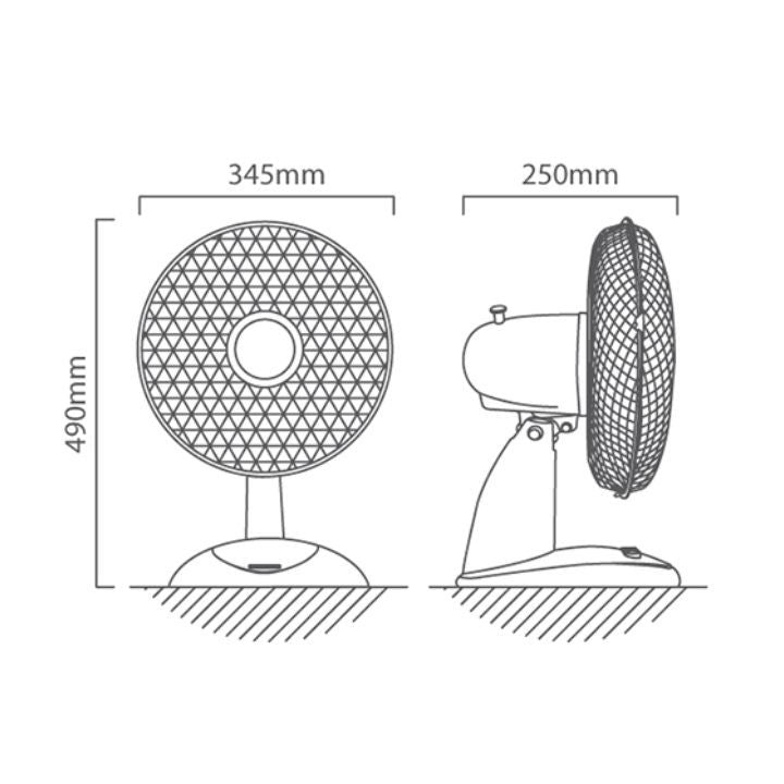 Eurolux fan dimensions diagram