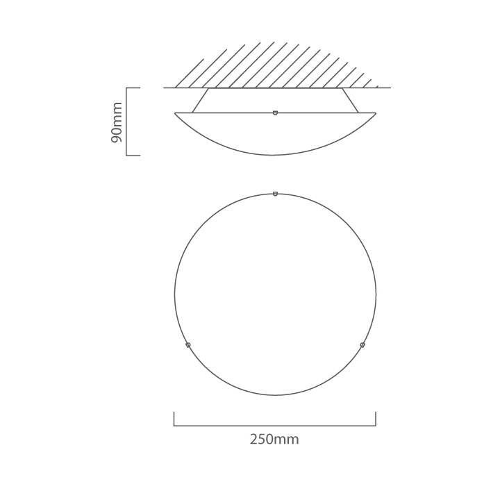 Eurolux white ceiling light dimensions diagram