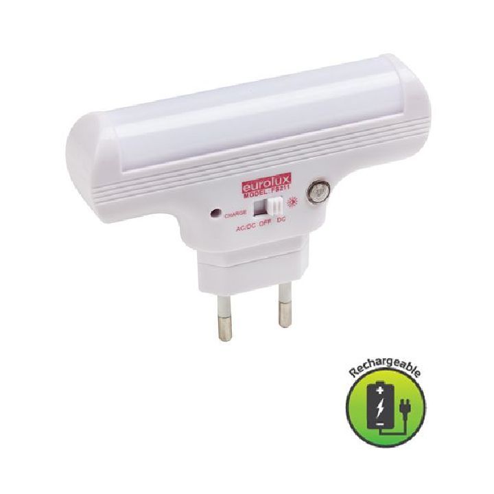 Eurolux white emergency light shown in its packaging