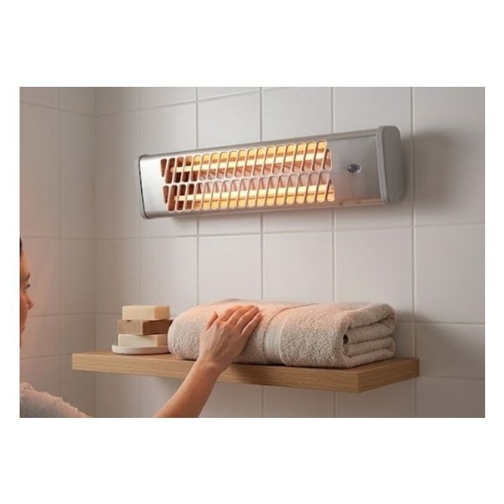 Radiant heater shown in its packaging