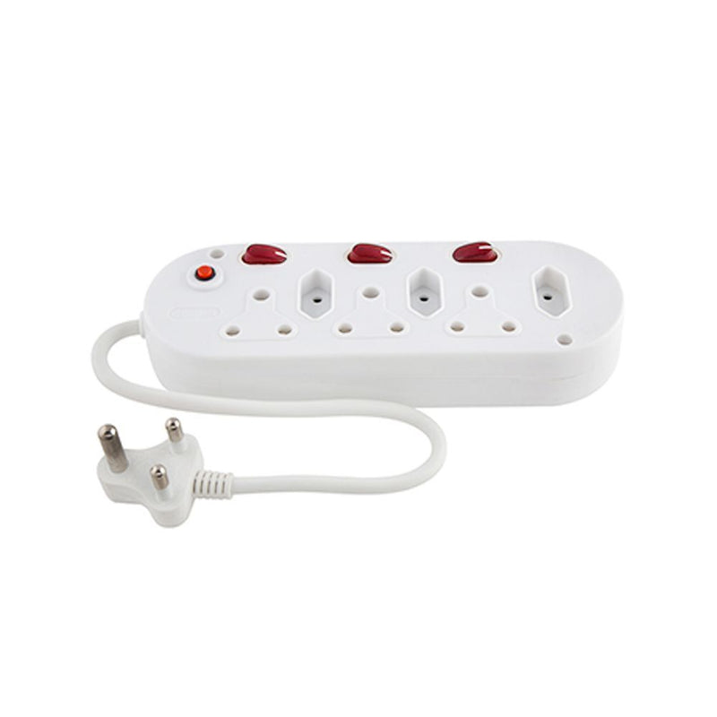 Eurolux white extension cord, front view