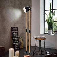Close-up detail of the Eurolux black/oak lamp