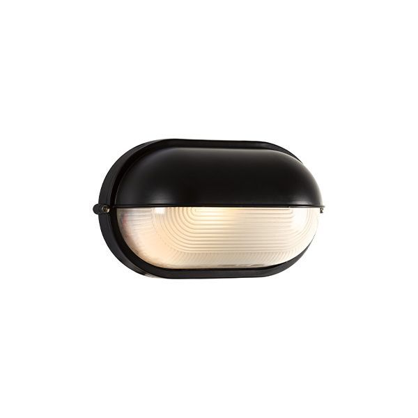 Eurolux black bulkhead light, front view
