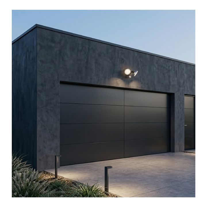 Eurolux black floodlight shown in its packaging
