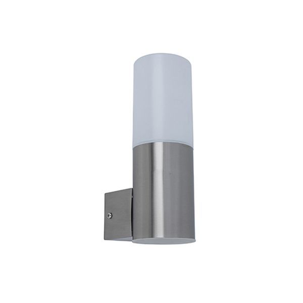 Radiant stainless steel wall light, front view