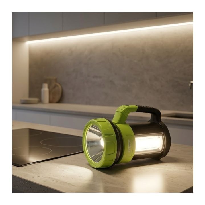 Close-up detail of the Eurolux black & lime green torch