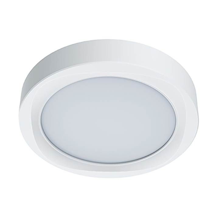Eurolux white ceiling light installed and lit