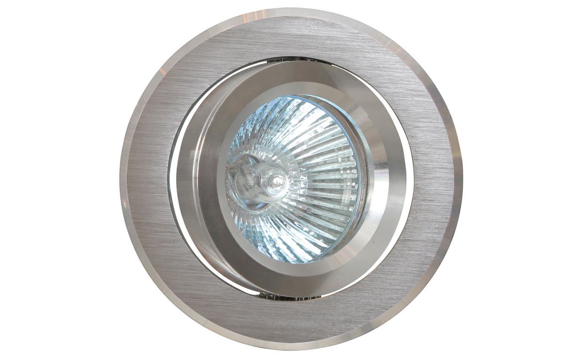 Eurolux brushed aluminium downlight, front view