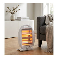 Radiant white heater shown in its packaging