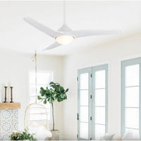 Radiant white ceiling fan shown in its packaging