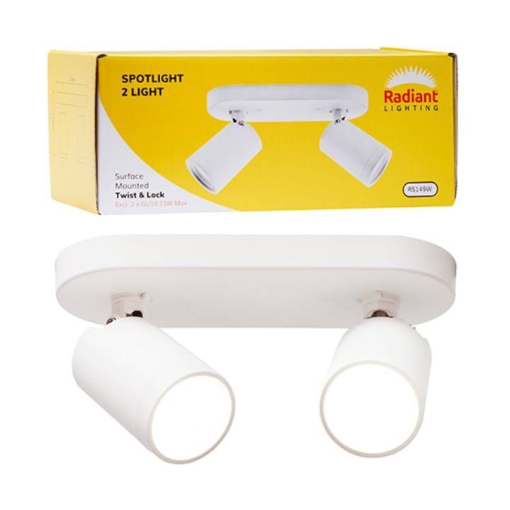 Radiant white downlight shown in its packaging