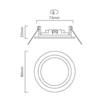 Eurolux satin brass downlight shown in its packaging