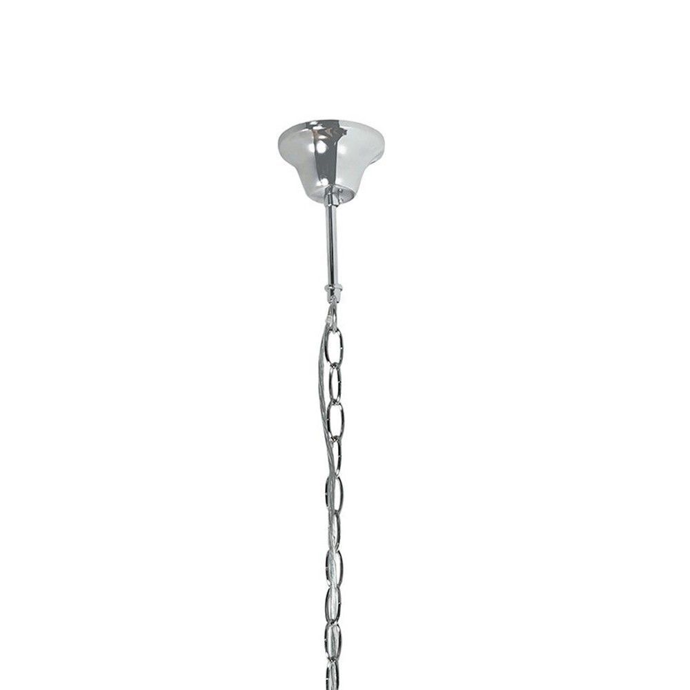 Radiant clear chandelier installed and lit