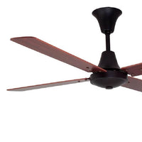 Eurolux black/dark wood ceiling fan shown in its packaging