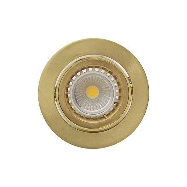 Eurolux satin brass downlight, front view