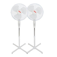 Eurolux white pedestal fan, front view