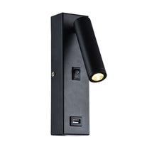 Eurolux black wall light, front view