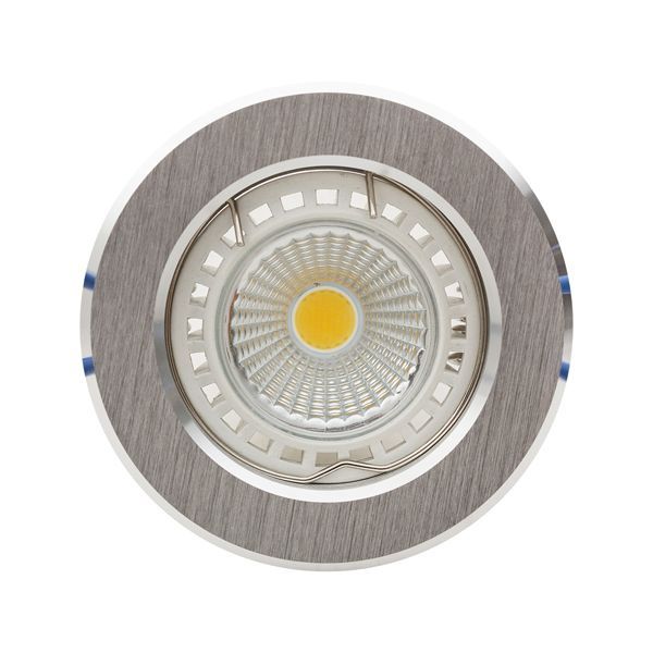 Eurolux brushed aluminium downlight, front view
