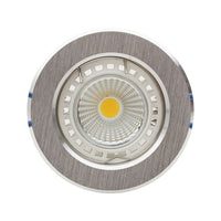Eurolux brushed aluminium downlight, front view