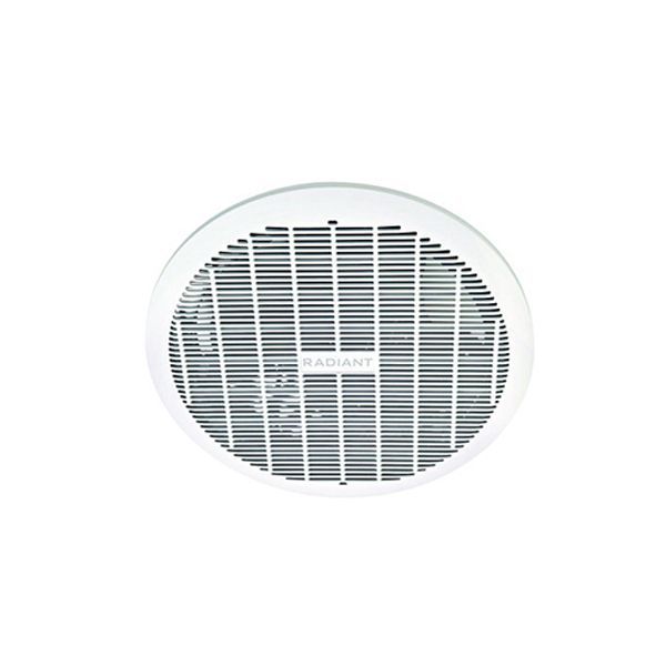 Radiant white ceiling fan, front view