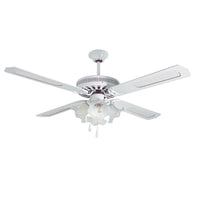 Radiant white ceiling fan, front view