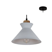 Eurolux white & brown wood pendant light, front view