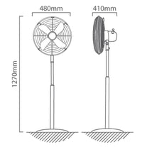 Eurolux copper pedestal fan dimensions diagram