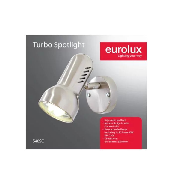 Close-up detail of the Eurolux satin chrome floodlight