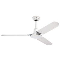 Eurolux chrome finish ceiling fan, front view