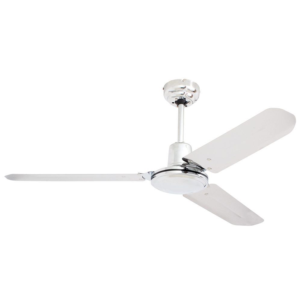 Eurolux chrome finish ceiling fan, front view
