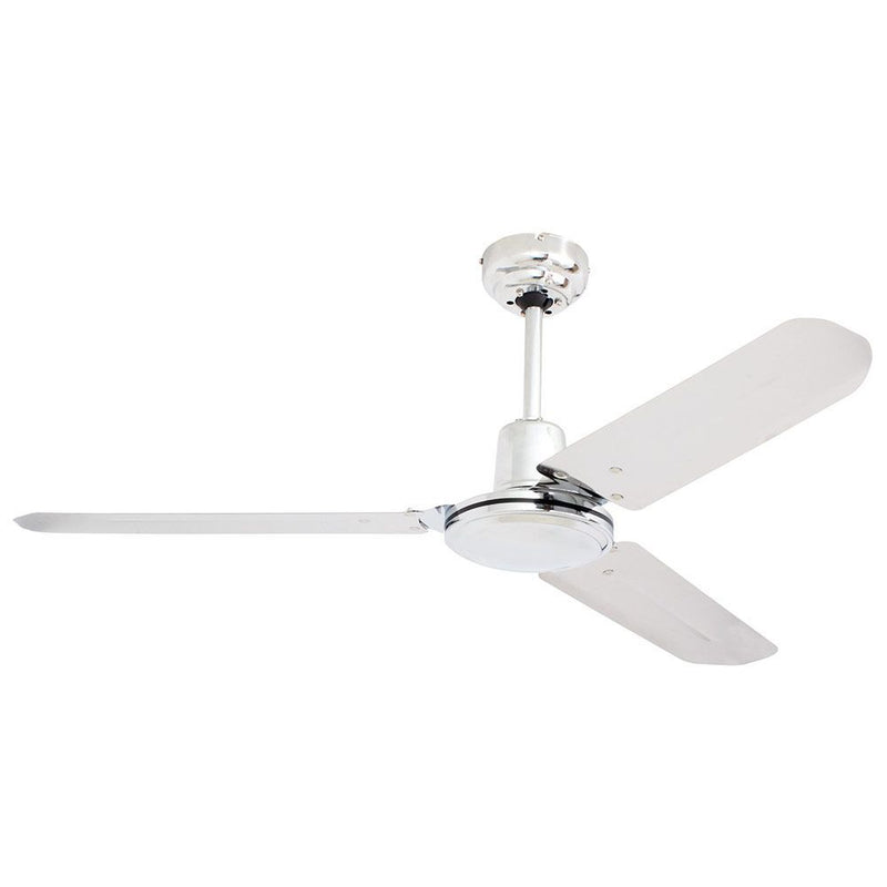 Eurolux chrome finish ceiling fan, front view