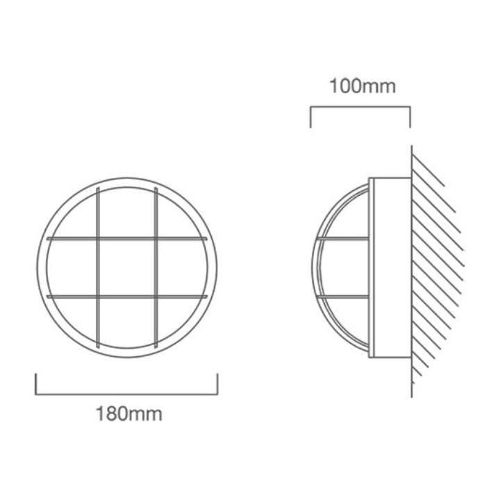 Eurolux white bulkhead light dimensions diagram