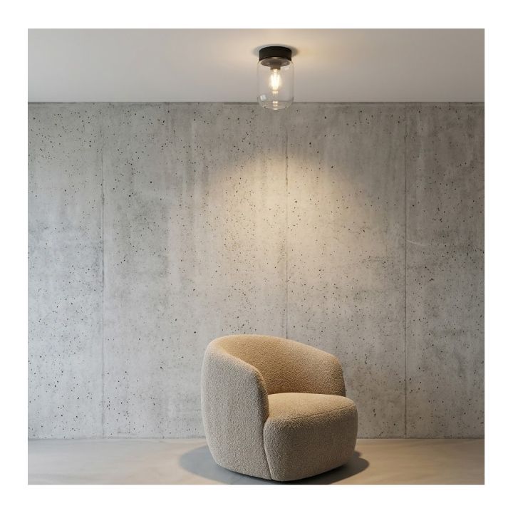 Eurolux black wall light installed and lit