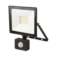 Eurolux black floodlight installed and lit