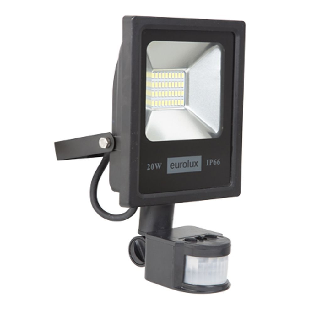 Eurolux black floodlight, front view