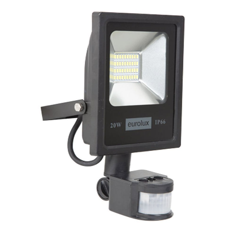 Eurolux black floodlight, front view