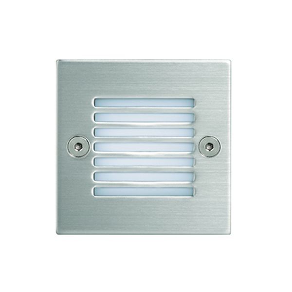 Radiant stainless steel ground light, front view