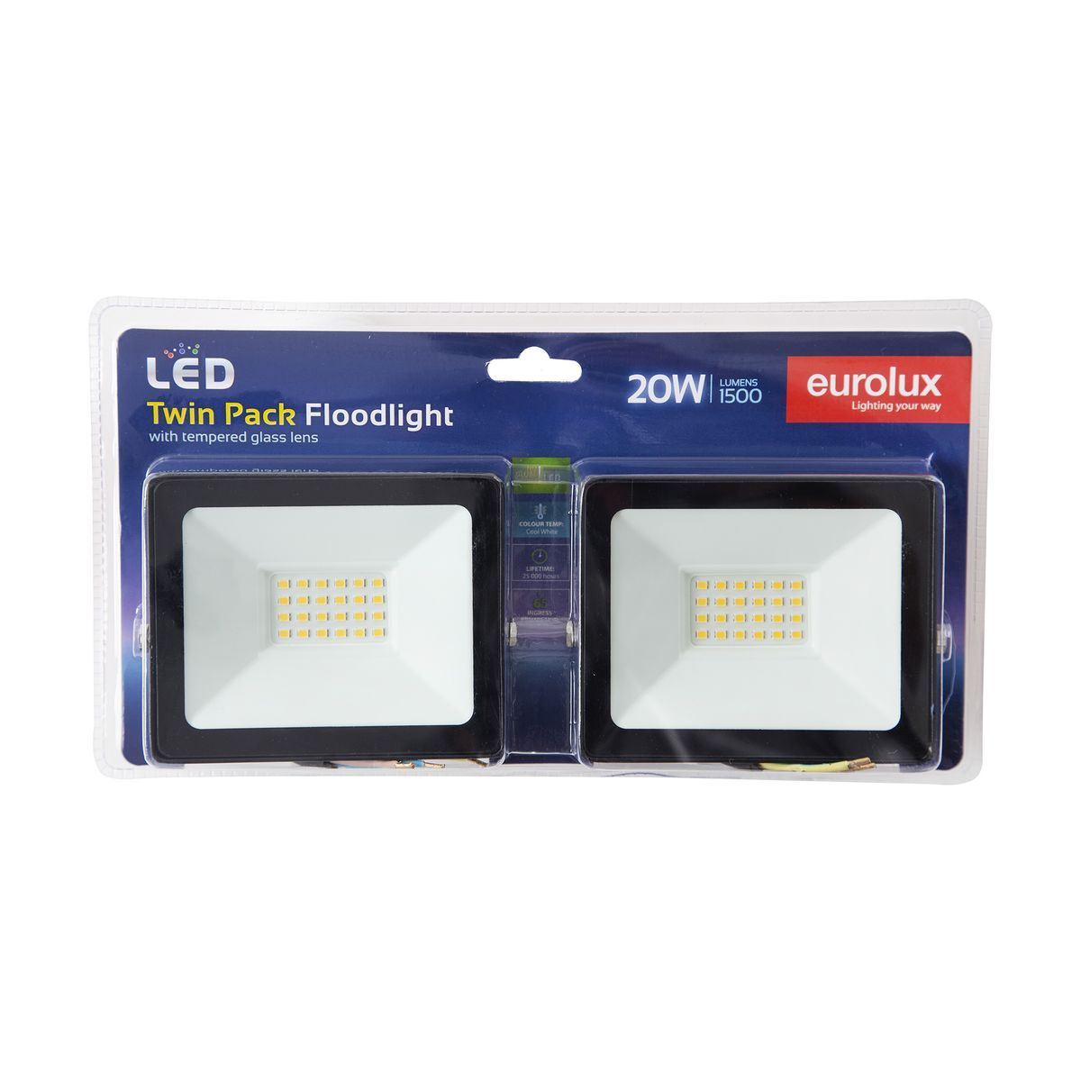 Eurolux black floodlight, front view