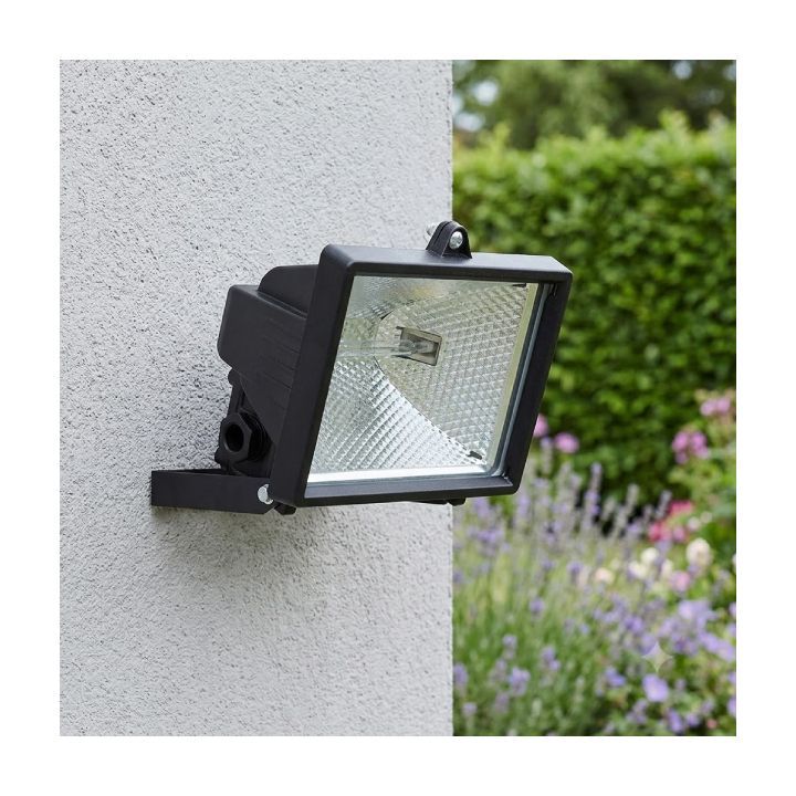 Close-up detail of the Eurolux black floodlight