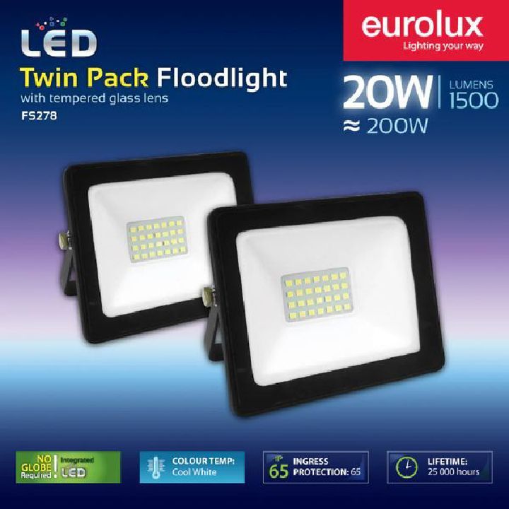 Eurolux floodlight installed and lit