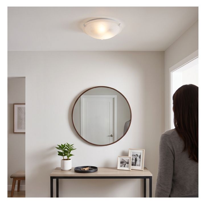 Eurolux ceiling light installed and lit