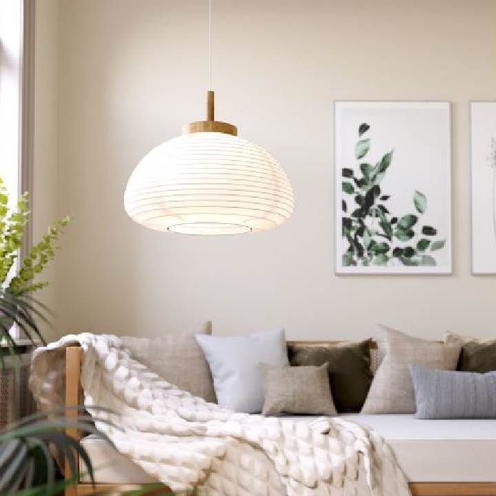 Eurolux white & brown pendant light shown in its packaging