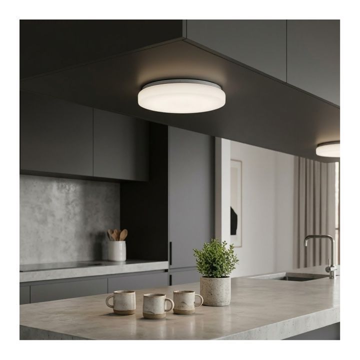 Close-up detail of the Eurolux white ceiling light