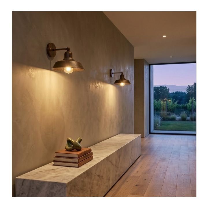 Eurolux antique brown wall light installed and lit